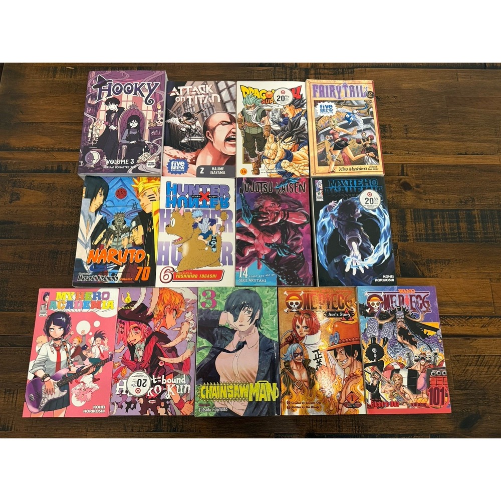 Manga Random 13 Book Lot Viz Anime Hooky Dragonball Hunter X One Piece Naruto